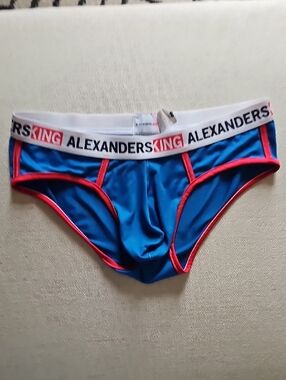 ALEXANDER KING Blue Briefs with Red Trim
